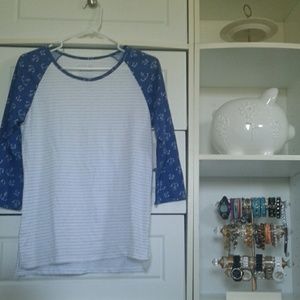 Anchor and stripes baseball tee top